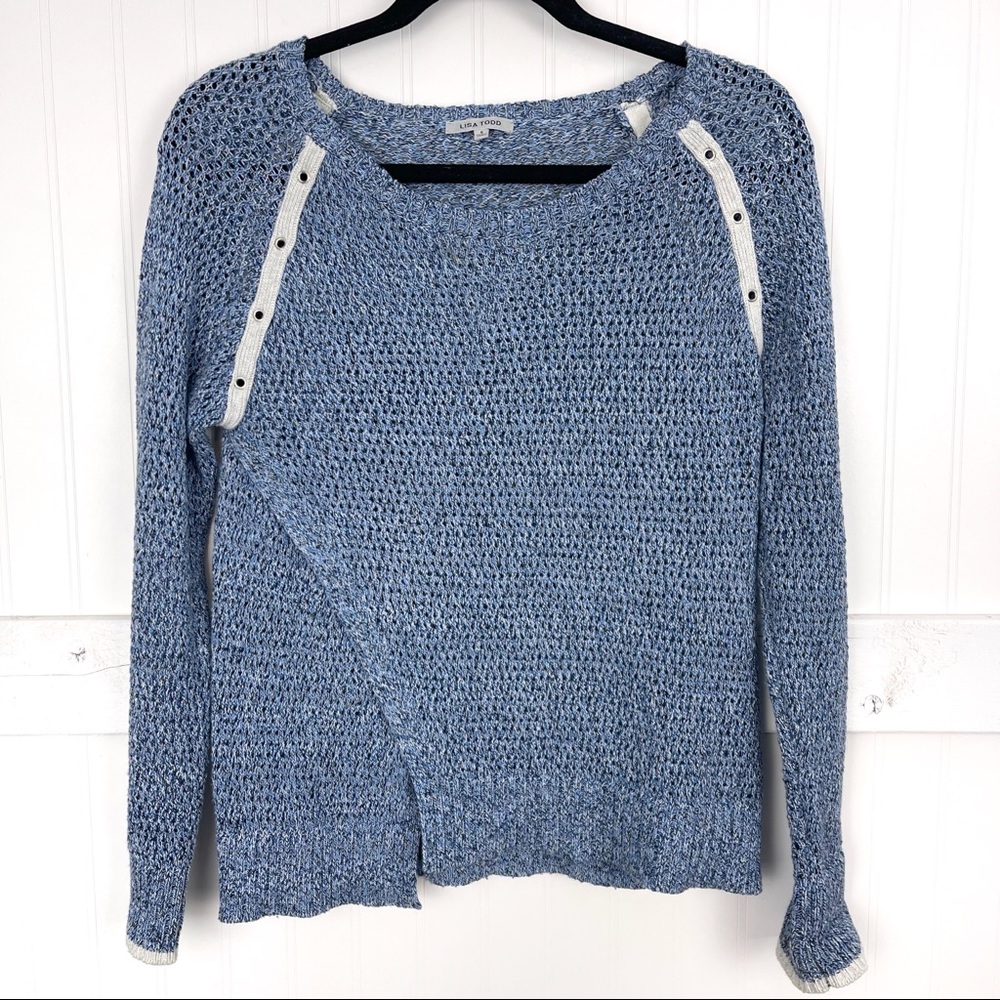 LISA TODD Marble Twist Cashmere Blend Sweater in Blue